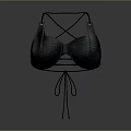 Stylish Black Women's Bra With Crossed Shoulder Straps And Tie Detail Design