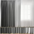 Modern Dark Gray And White Layered Curtains For Window Light Decoration