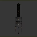 Antique Decorative Stove with Tall Chimney Ornate Drawers and Carved Legs