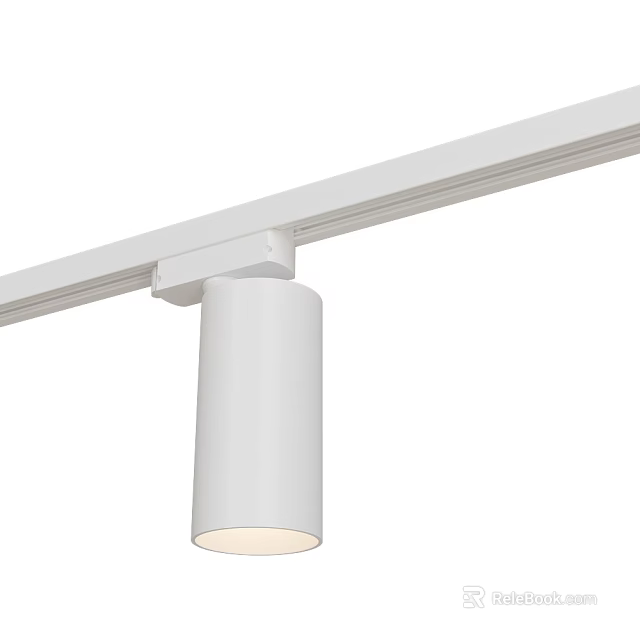 Modern White Track Mounted Downlight Spotlight With Sleek Indoor Lighting Design 3d model 