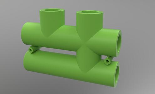 Six-way pipeline connecting pipeline system 3d model