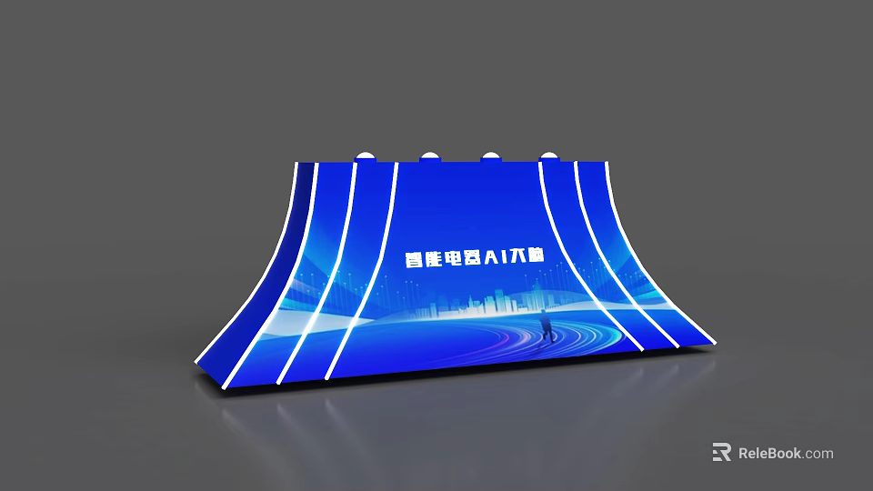 Modern Smart E-sports AI Competition Stage With Blue Tech Lighting Design 3d model 