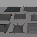 Traditional Chinese Architectural Roofs With Various Styles And Classic Design Elements 3d model
