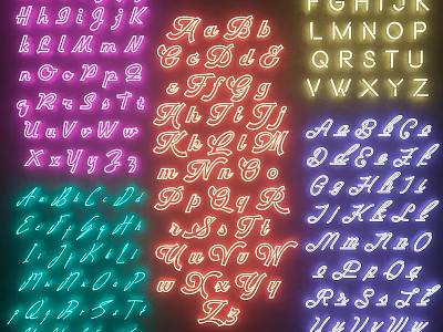 Colorful Neon Alphabet Decorative Lights in Vibrant Hues for Room Decoration 3d model