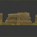 Historic Stone Tomb Scenery With Cross Pillars Chain And Moss Covered Base