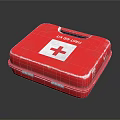 Red First Aid Kit With White Cross Symbol And Metal Case For Emergencies