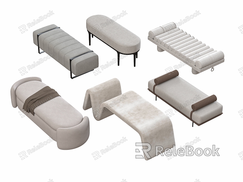 Modern bed end stool combination model