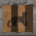 Elegant Room Divider With Leopard Pattern And Black Frame In Minimalist Interior 3d model