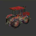 Red Toy Tractor 3D Model With Large Wheels Red Roof And Colorful Details