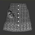 Women's Plaid Skirt With Floral Embroidery And Button Details For Daily Use