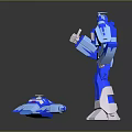 Blue And White Robot Game Movie Character Transformable Into Car Mode