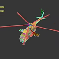 Highly Detailed Helicopter 3D Model With Rotor Blades Fuselage And Landing Gear