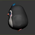 Cute Penguin Character With Blue Tuft Big Blue Eyes Pink Cheeks And Orange Feet