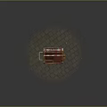 Red Vintage Food Cart With Striped Awning And Wooden Wheels On Brick Pavement