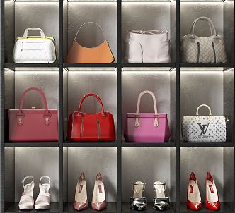 Modern bags, bags and shoes 3d model