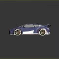 Blue Modern Sports Car With Sleek Design Rear Spoiler And Alloy Wheels