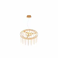 Elegant Modern Chandelier With Gold Frame And Clear Glass Strips For Interior Lighting