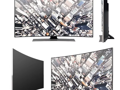 Slim Smart TV Displaying Urban Aerial View From Multiple Angles 3d model