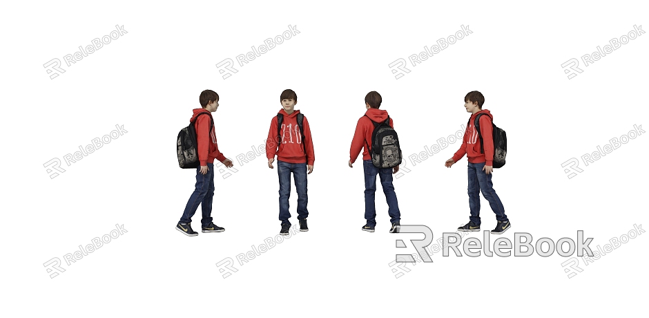 Children's Child Character Backpack Standing Posture model