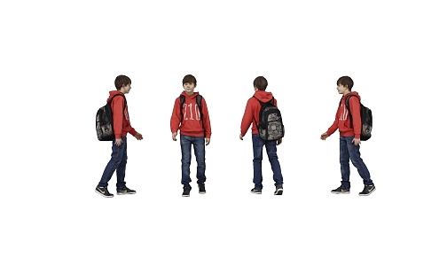 Children's Child Character Backpack Standing Posture 3d model