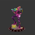 Pink Haired Character With Spray Gun On Spiked Base Yellow Logo