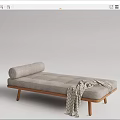 Modern Upholstered Daybed With Wooden Frame Rolled Cushion And Patterned Throw In Beige Gray 3d model