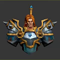 Detailed Gold Blue Spiked Armor with Round Ornaments Gemstone and Orange Hair Figure