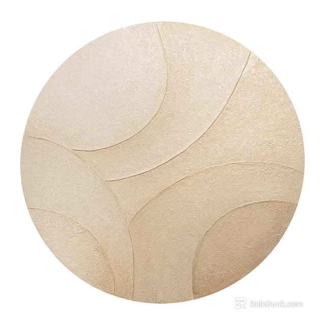 Round Beige Wall Decor with Textured Curved Patterns for Home Interior 3d model 