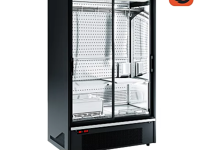 Commercial Black Double Glass Door Refrigerated Display Cabinet With Adjustable Shelves For Retail Stores 3d model