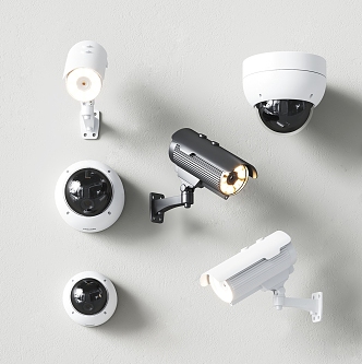 Modern camera simple black and white household commercial surveillance camera 3d model