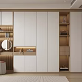 Modern Bedroom Interior Design With Vertical Striped Bedhead Pillows Nightstands Rug And Green Plant