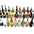 Various Wine Bottles and Wine Glasses Collection with Different Colors Styles and Types