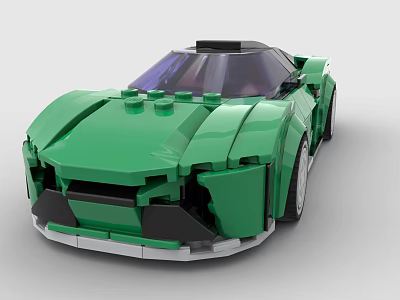 Green Building Blocks Assembled Modern Sports Car Model With Sleek Design 3d model