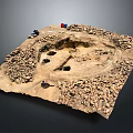 Natural Scenic Landscape With Rocky Formations And Circular Earthy Depression