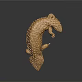 Golden Lizard Decorative Ornament With Detailed Metallic Scales And Shiny Surface