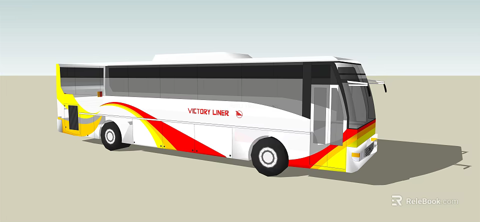 VICTORY LINER White Bus With Red And Yellow Wavy Stripes Design 3d model 