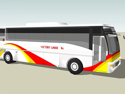 VICTORY LINER White Bus With Red And Yellow Wavy Stripes Design 3d model