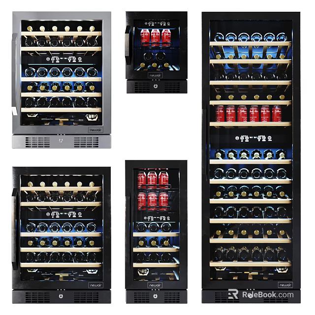 Modern Wine Coolers With Multiple Shelves For Wine Bottles And Beverage Cans 3d model 