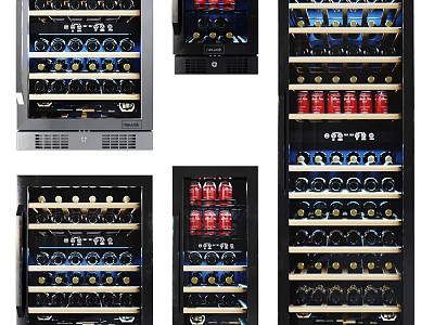 Modern Wine Coolers With Multiple Shelves For Wine Bottles And Beverage Cans 3d model