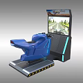 Racing Entertainment Appliance With Blue Seat Steering Wheel And Game Screen