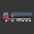 Red Tanker Truck With Blue Cylindrical Tank And White Wheels