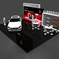 Car Showroom Display Shelves Featuring Mercedes Vehicle Exhibition Area And Brand Elements