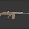 Brown Rifle 3D Model Design With Silver Barrel Magazine And Stock