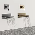 Modern Wall Mounted Faucets With Silver And Gold Finishes Water Flowing