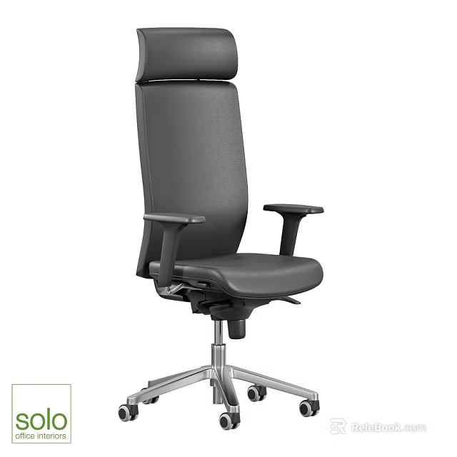 Modern Office Desk Chair Combination With Ergonomic Leather High Back And Metal Base 3d model 