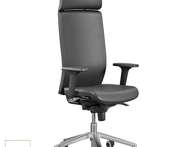 Modern Office Desk Chair Combination With Ergonomic Leather High Back And Metal Base 3d model