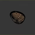 Oval Artisanal Object With Carved Concentric Circle Patterns In Brown And Black 3d model