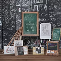 Modern blackboard easel combination 3d model