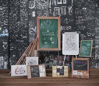 Modern blackboard easel combination 3d model