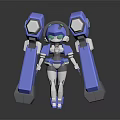 Sci Fi Robot Character With Blue Mechanical Arms And White Body Design 3d model